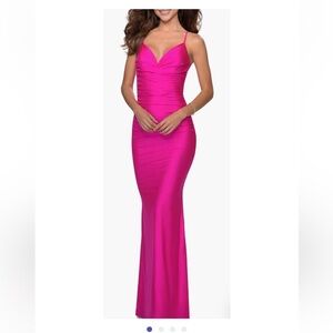 La Femme trumpet gown strappy back prom dress